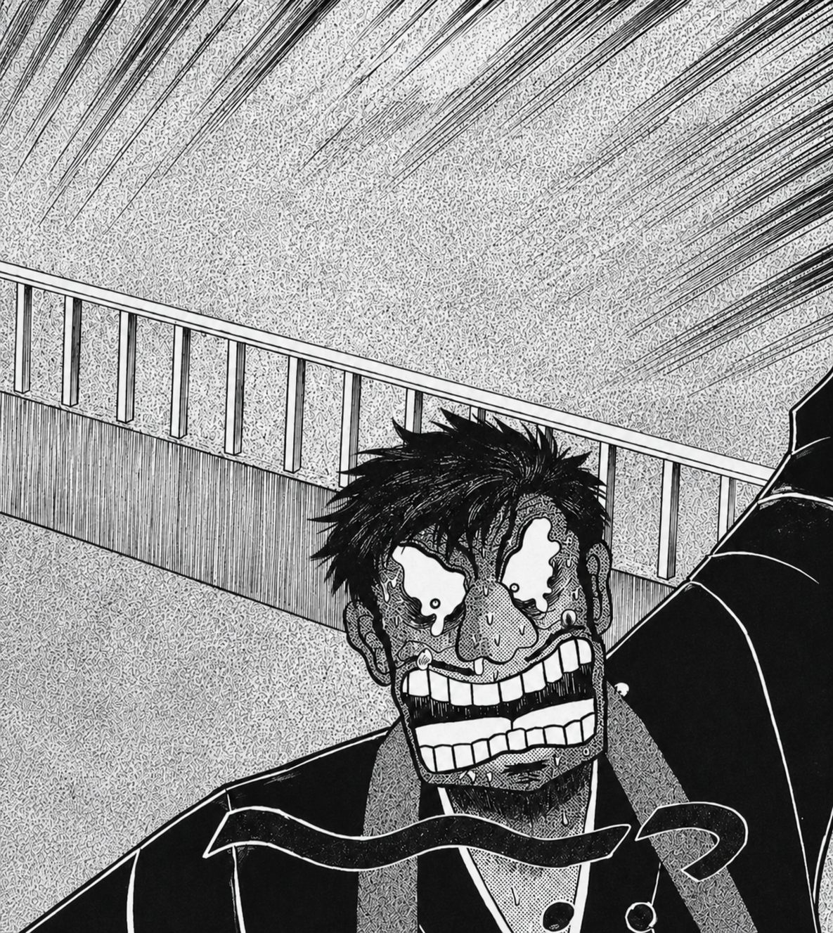 漫画のコマ: ボロボロになっても目の光が消えない男